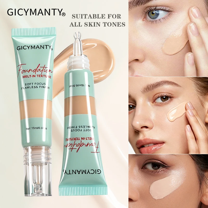 GICYMANTY Soft Focus Foundation, 12 shades, concealing, waterproof, long-lasting, matte finish, suitable for both light and dark