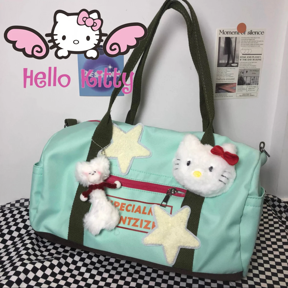 

НОВАЯ спортивная сумка для фитнеса Hello Kitty MINISO Sanrio y2k, большая вместительная упаковка для отдыха и путешествий, сумка для йоги через плечо, сумка для девочек