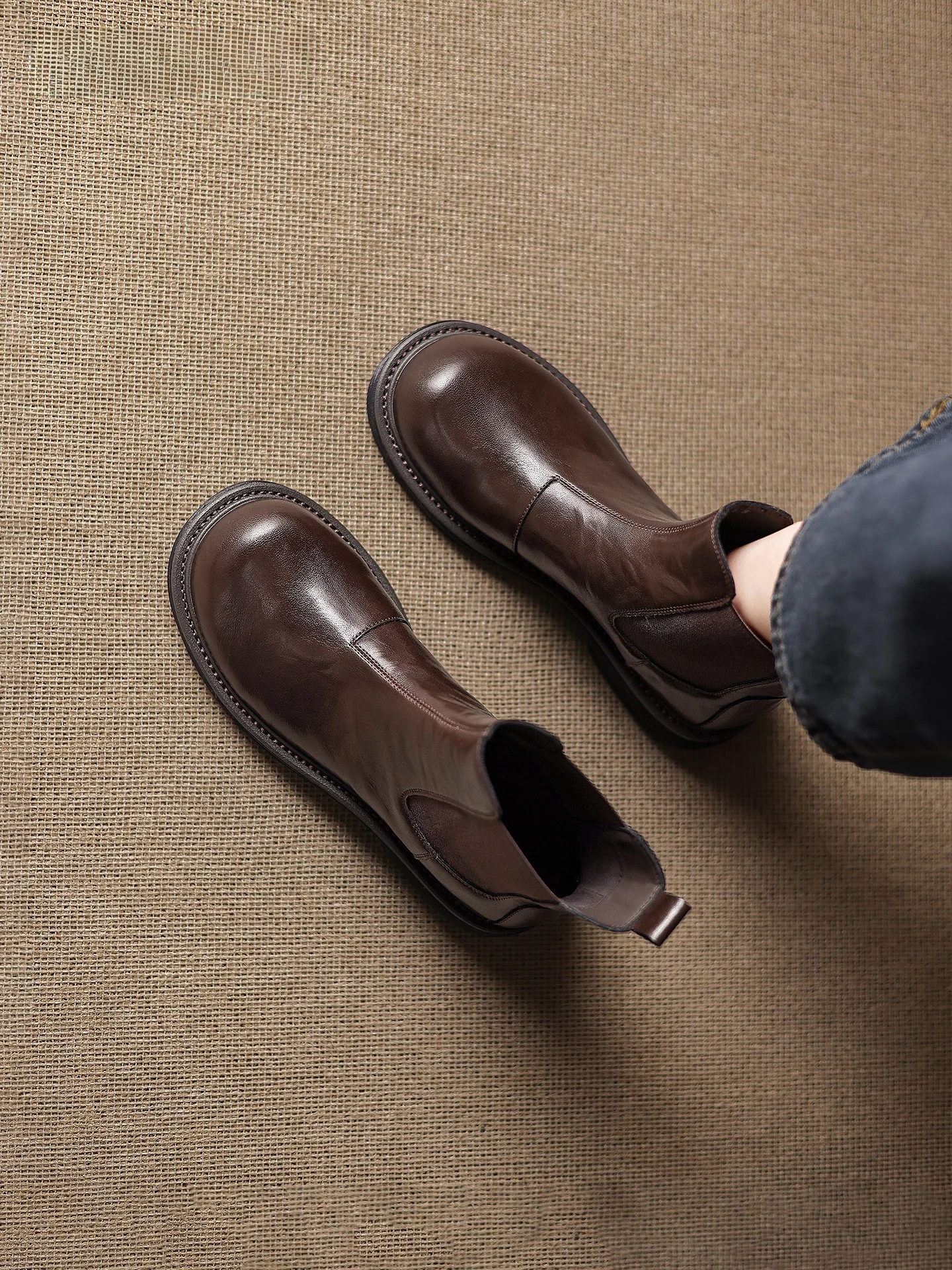 

Daphne Women's ort Chelsea Boots Winter New Flat Bot Fce Lined Slim Boots Casual Faion Boots round Toe