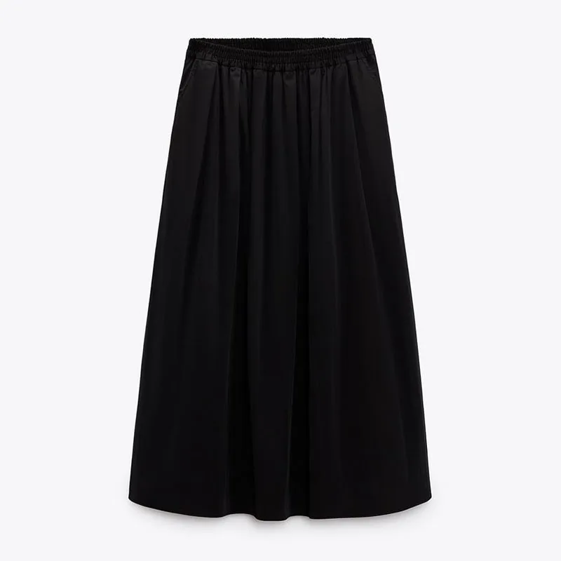 

2023 Women's High Waist Midi Skirt Tank Top Svel Elastic Waist Casual A-Line Skirt Office Wear Summer Collection