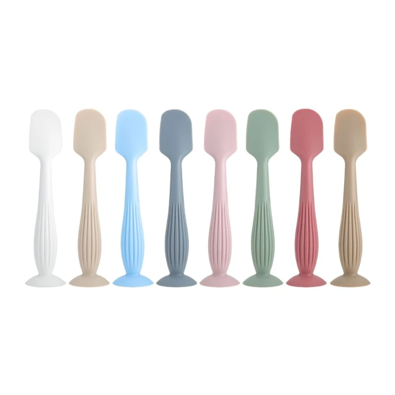 F19F 3xSilicone Diaper Cream Scrapping Brush Portable Scrape Spoon with Suction Base