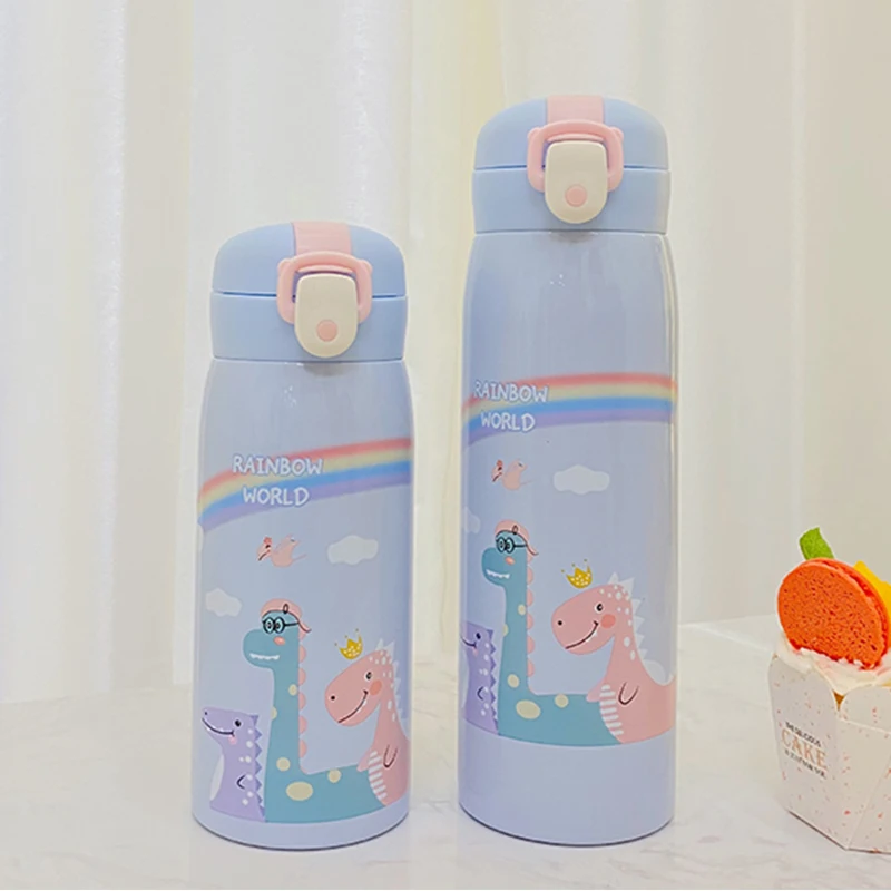 Thermal Water Bottle Cartoon Dinosaur Strap Insulation Cup Cute Cartoon Water Cup Stainless Steel Children\'s Water Bottle