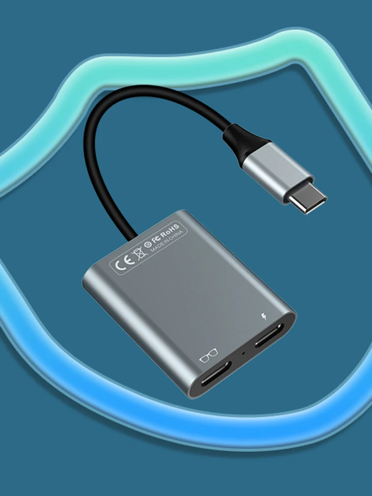 Docking station USB C 2 in 1 PD100W e trasferimento dati Dock USB C Dongle USB C da 10 Gbps Adattatore tipo C per occhiali AR/PC portatile