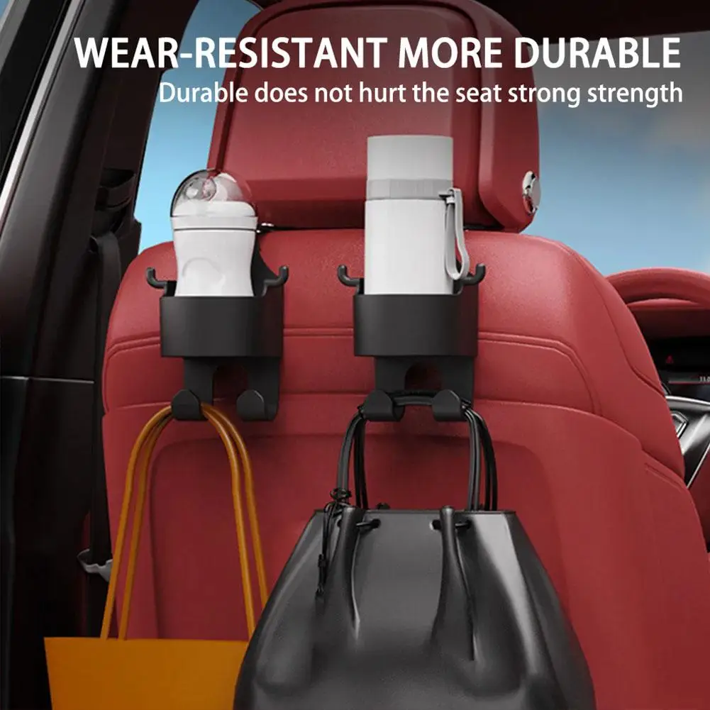 Car Seat Headrest Hook Hanger Storage Organizer With Cup Holder For Handbag For Universal Car Interior Accessories