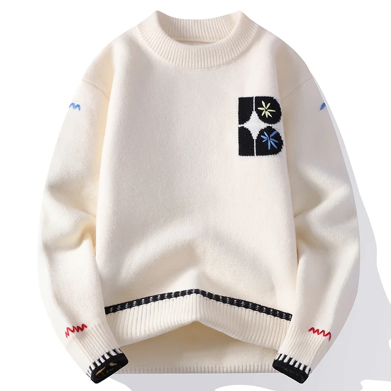 

Свитер в корейском стиле с цветными блоками и геометрическим рисунком, осенне-зимний свитер с длинными рукавами, топ