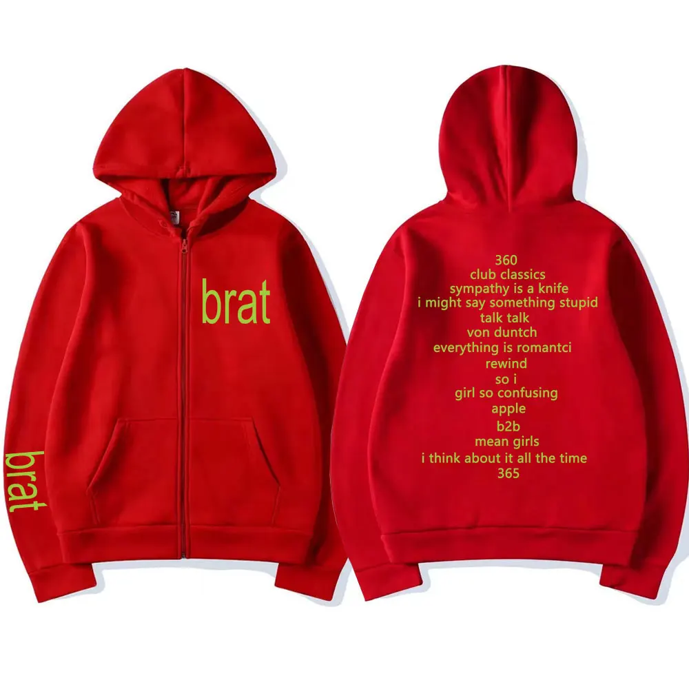 Charli Xcx with Special Guest Shygirl Zipper Hoodie Brat Album 2024 Tour Mężczyźni Kobiety Popularny Ciepły Casual Hip Hop Oversized Jacket