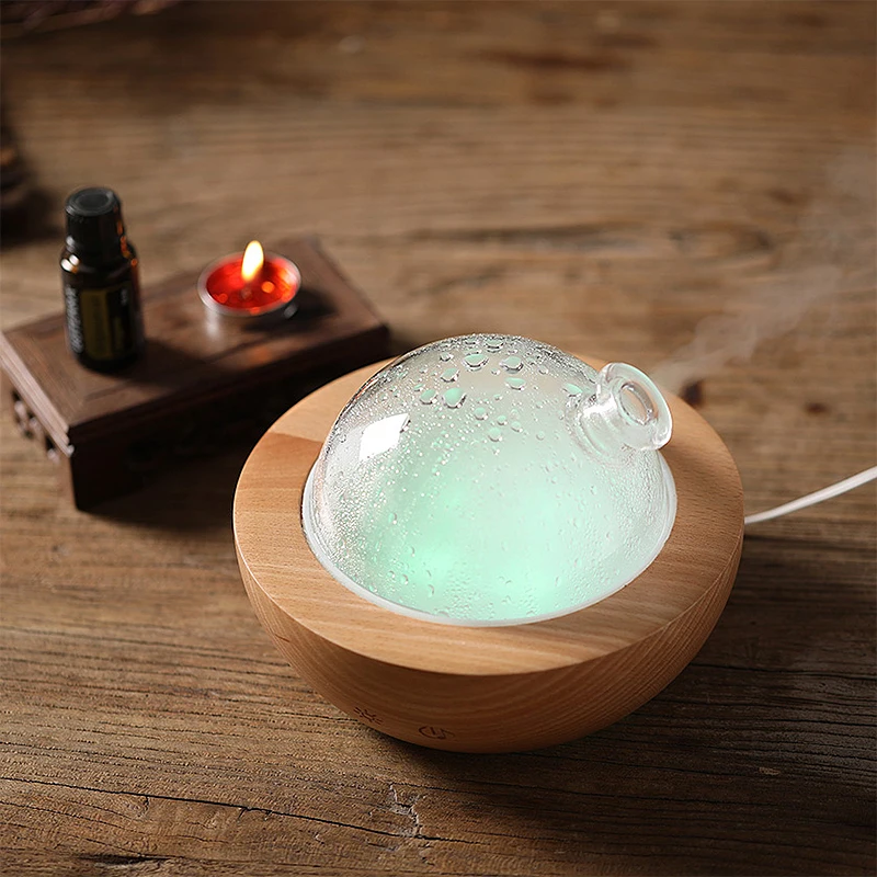 Solid wood glass aromatherapy machine ultrasonic humidifier creative household high value essential oil small office bedroom