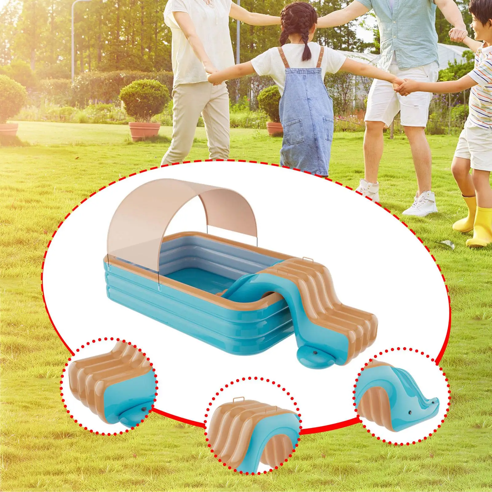 Summer Inflatable Water Slide for Kids Pool Toy with Widened Climbing Steps PVC Backyard Play Center Fun