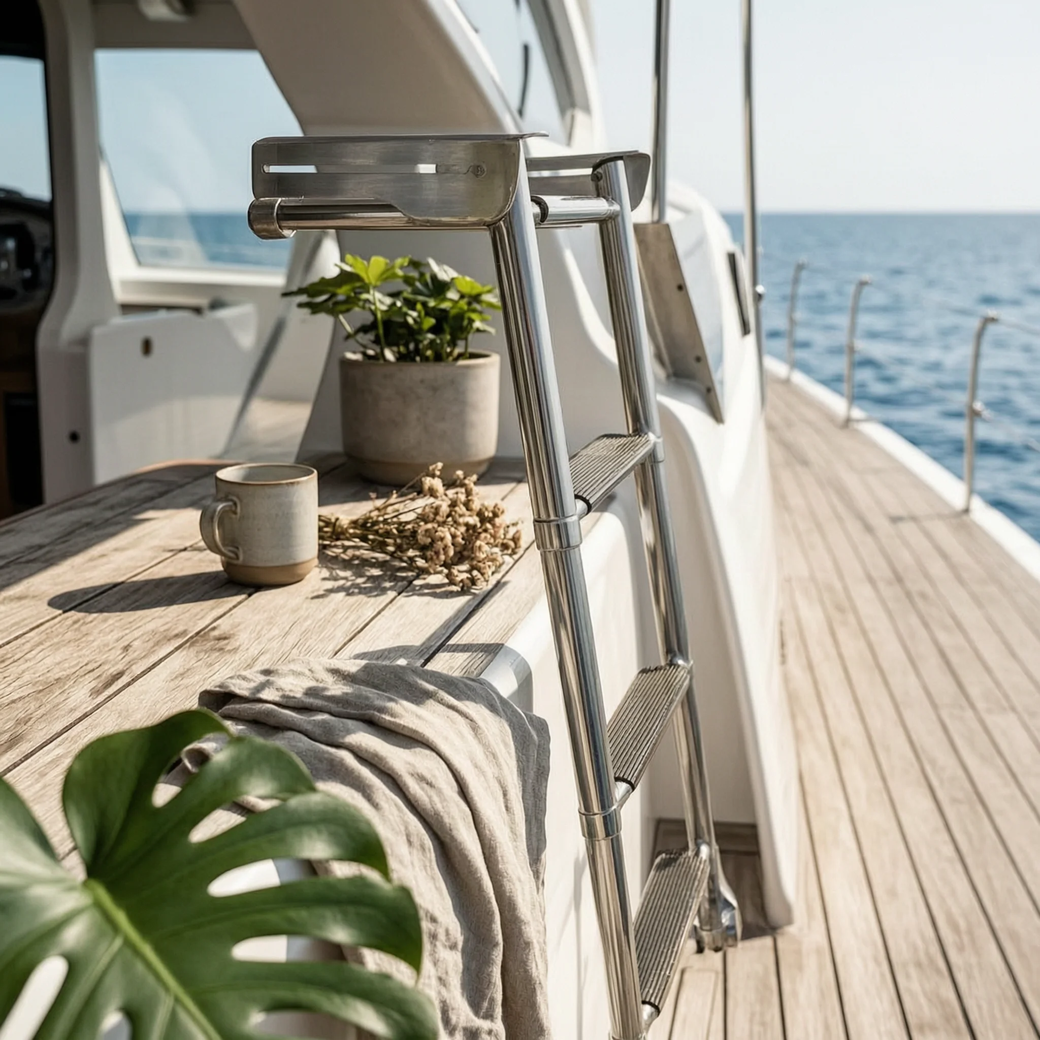 

Telescopic Boarding Ladder Horizontal Step Inox Under-deck Installation Yacht Watercraft Exit Solution for Boat Access