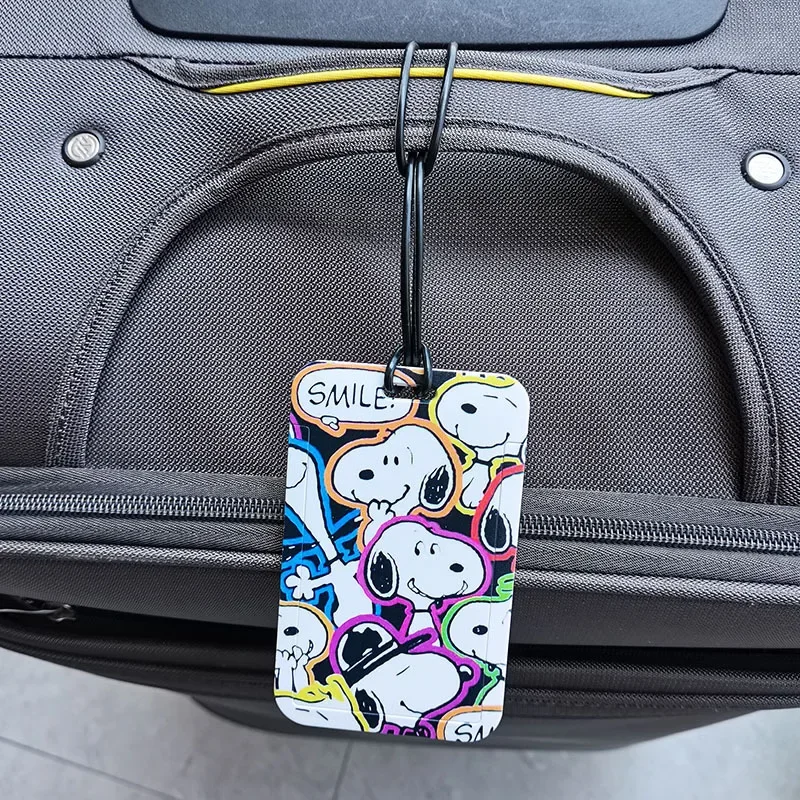 Snoopy Luggage Tag Travel Accessories Cartoon Anime Address Holder Backpack Decoration Label ID Card Case Fashion Boarding Tags