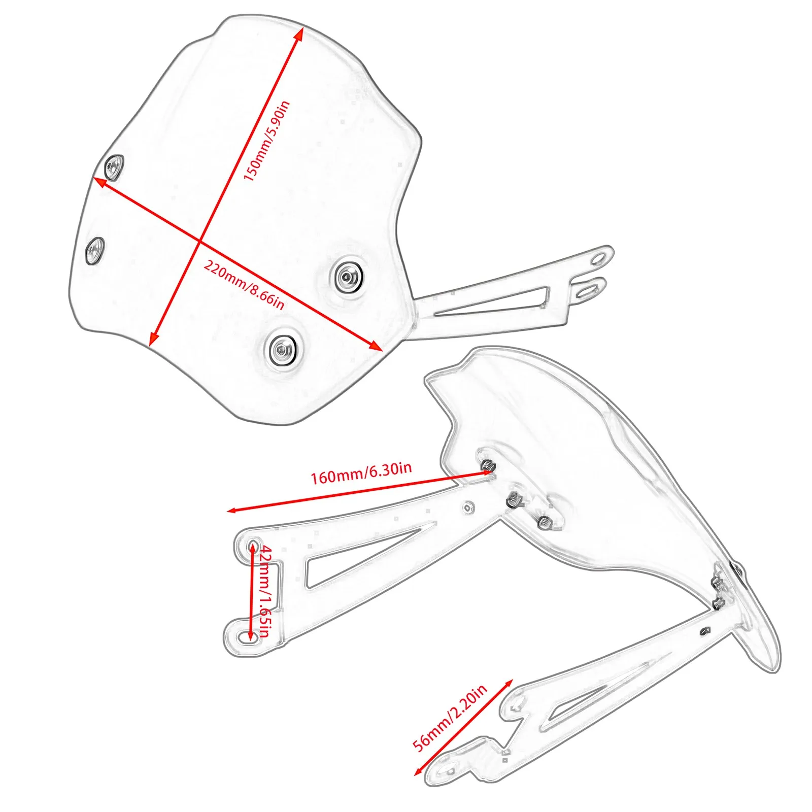 1 PC Motorcycle Front Flyscreen Windshield For Triumph Scrambler 1200 X/XC/XE 2019 2020 2021 2022 2023 2024 2025 Windscreen
