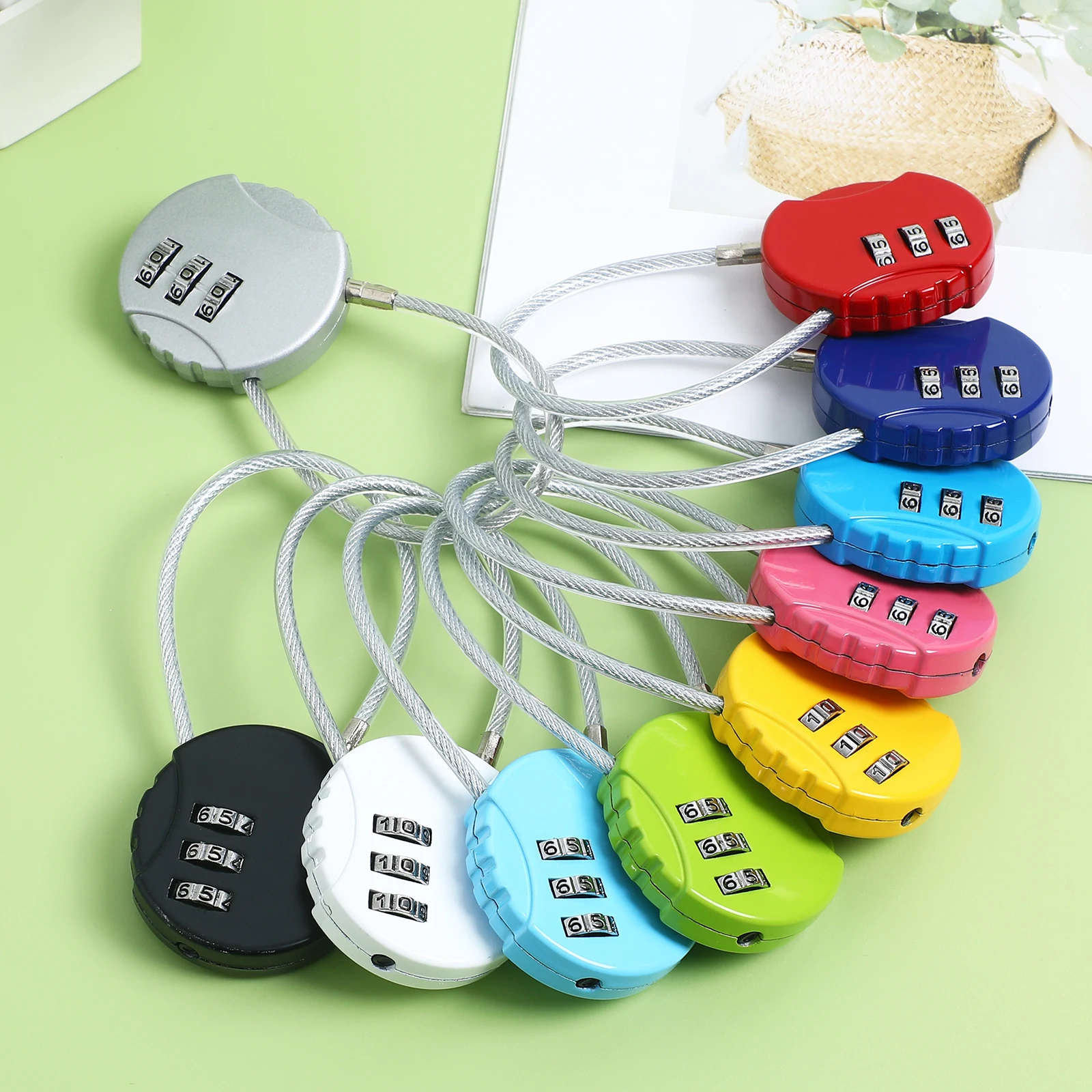 

10 Pcs Steel Rope Lock Suitcase Locks Combination Travel for Luggage Zinc Alloy