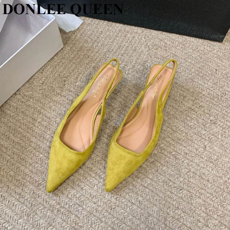 Sandals Women Spring New Fashion Women\'s Sandals 2024 Pointed Pumps Brand Shoes Office Dress Shoes Low Heels Slip On Mules Mujer