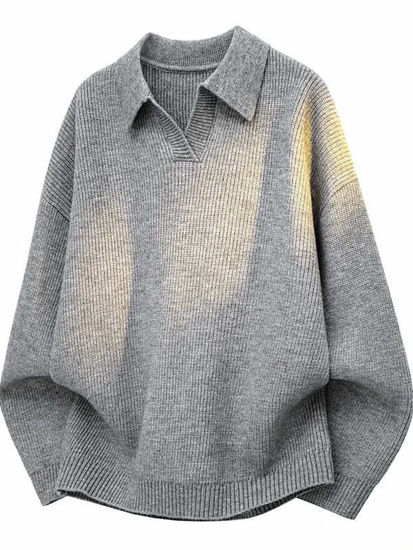 

Мужской свитер Cleanfit Pure Color: универсальный трикотаж с воротником-стойкой, осенняя базовая одежда, повседневный лонгслив из полиэфирного волокна