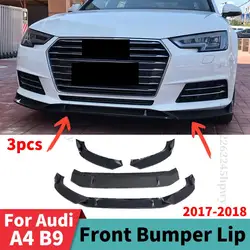 Carbon Fiber Look Lower Front Bumper Lip Chin Diffuser Spoiler Protector Trim Styling Facelift For Audi A4 B9 2017 2018