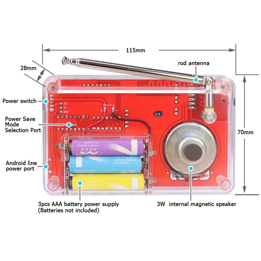 DIY electronic kits FM radio kit soldering project 50MHz~115MHz