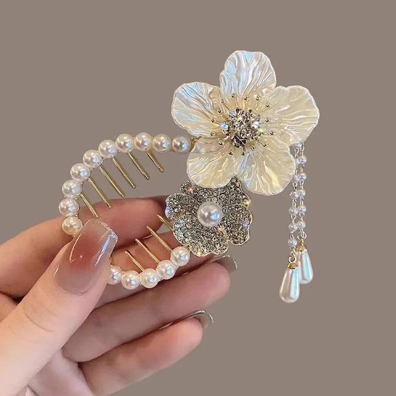 Braided Bow Hair Clips Pearl Butterfly Hairpin Ponytail Buckle Hair Pin Claw Korean Accessories