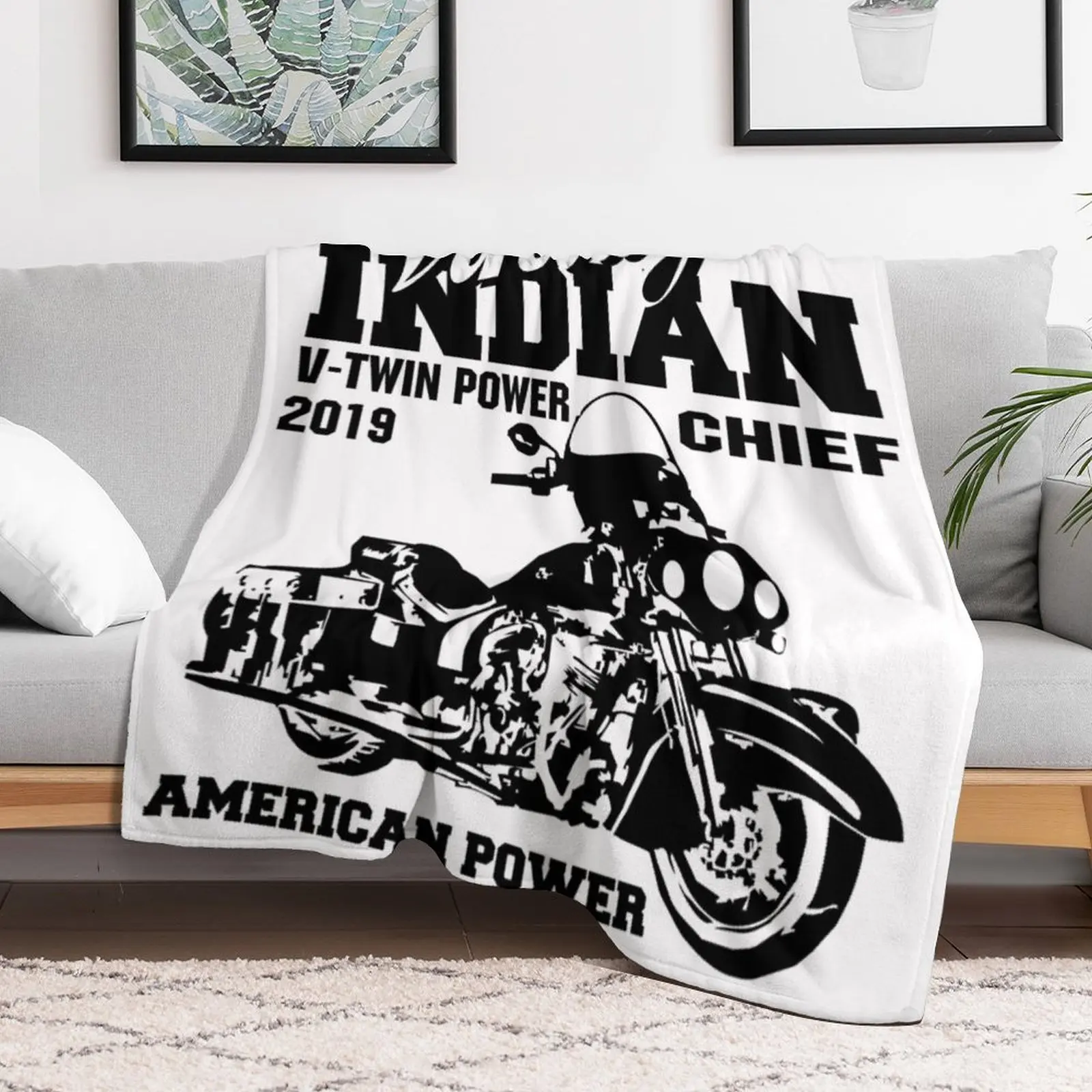 VINATGE Indian Chief Classic Motorcycles - American Power Throw Blanket Comforter Picnic Furrys Blankets