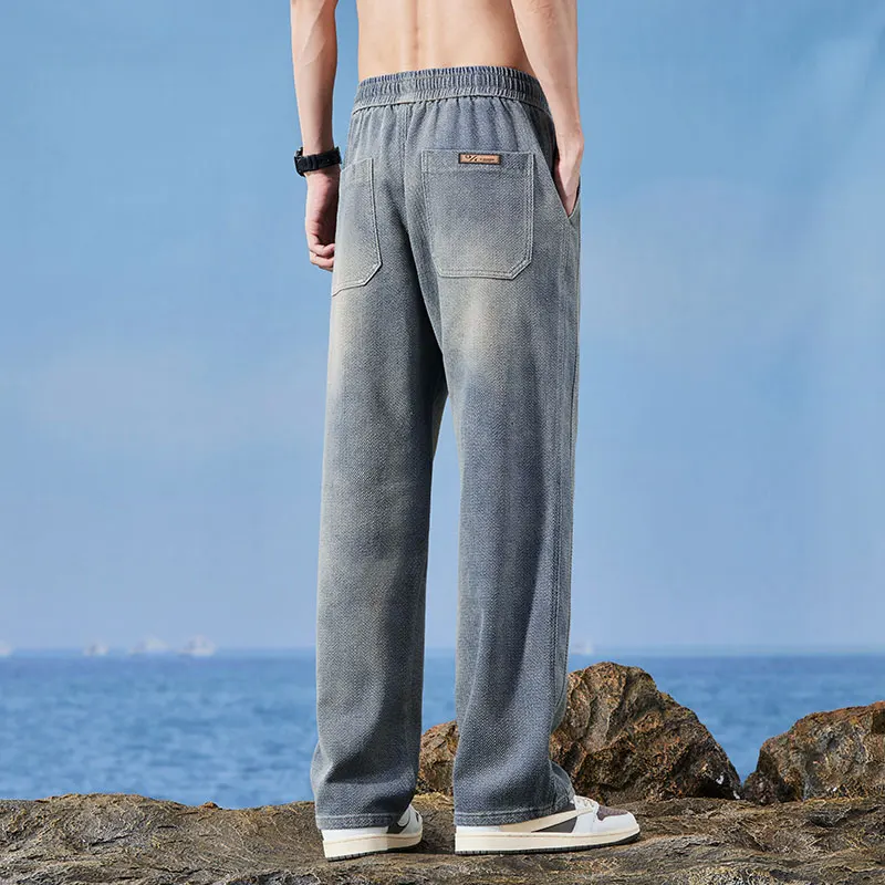 Men Summer Fashion High Quality Lyocell Fabric Jeans Men Elastic Waist Casual Denim Pants Baggy Trousers Male Oversized M-4XL - view 6