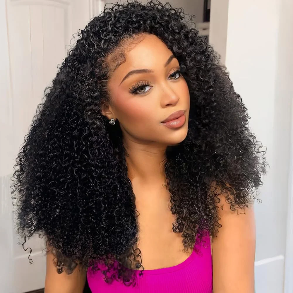 

Кудрявый вьющийся парик 250 % 3 в 1 Человеческие волосы без остатков Обновление Глубокая волна Вьющийся полуформа Парик без клея Зажим в полупарике для женщин