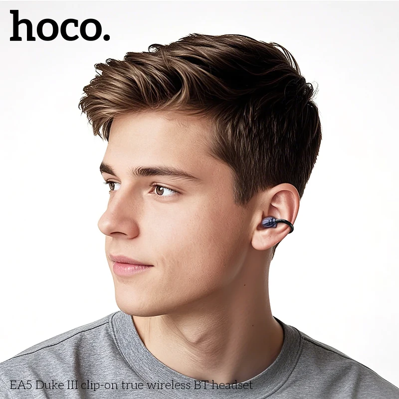 HOCO EA5 سماعة رأس بخاصية البلوتوث 5.3 سماعات توصيل العظام اللاسلكية كليب الأذن الموسيقى إلغاء الضوضاء HD دعوة الرياضة الألعاب سماعة