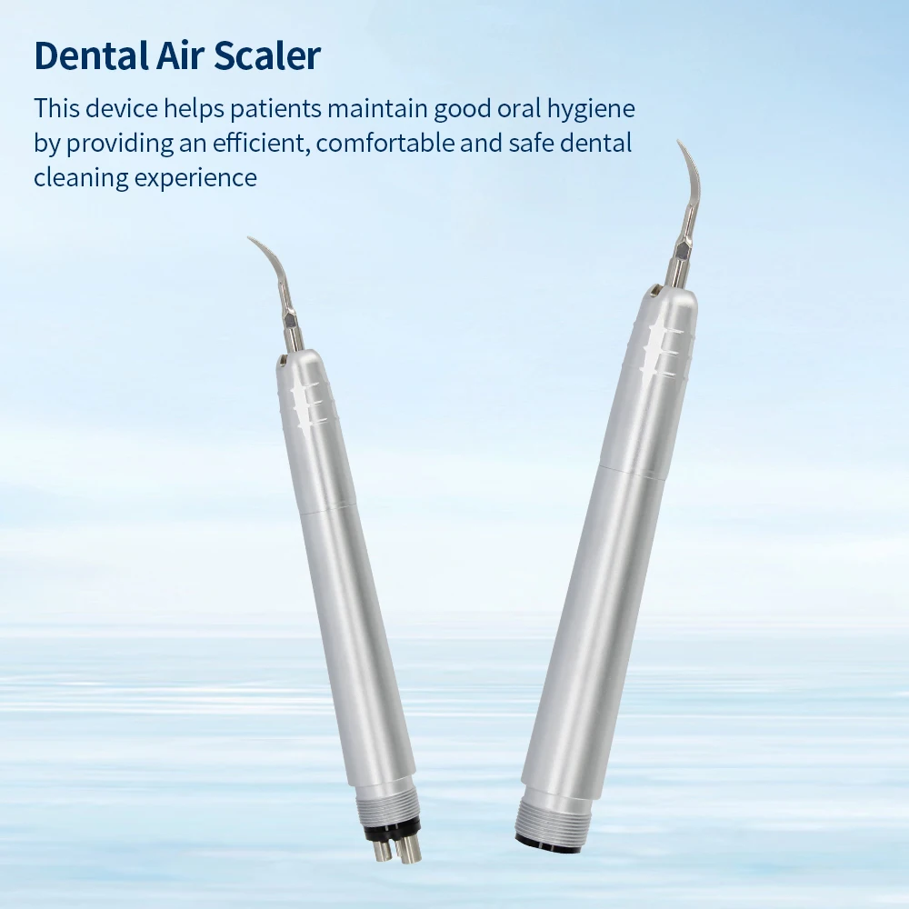 Dental Scaler Air Polisher, Tartar Remover for Teeth, Ergonomic Handle, 2/4 Hole Connector, Include 3 Tips & Wrench