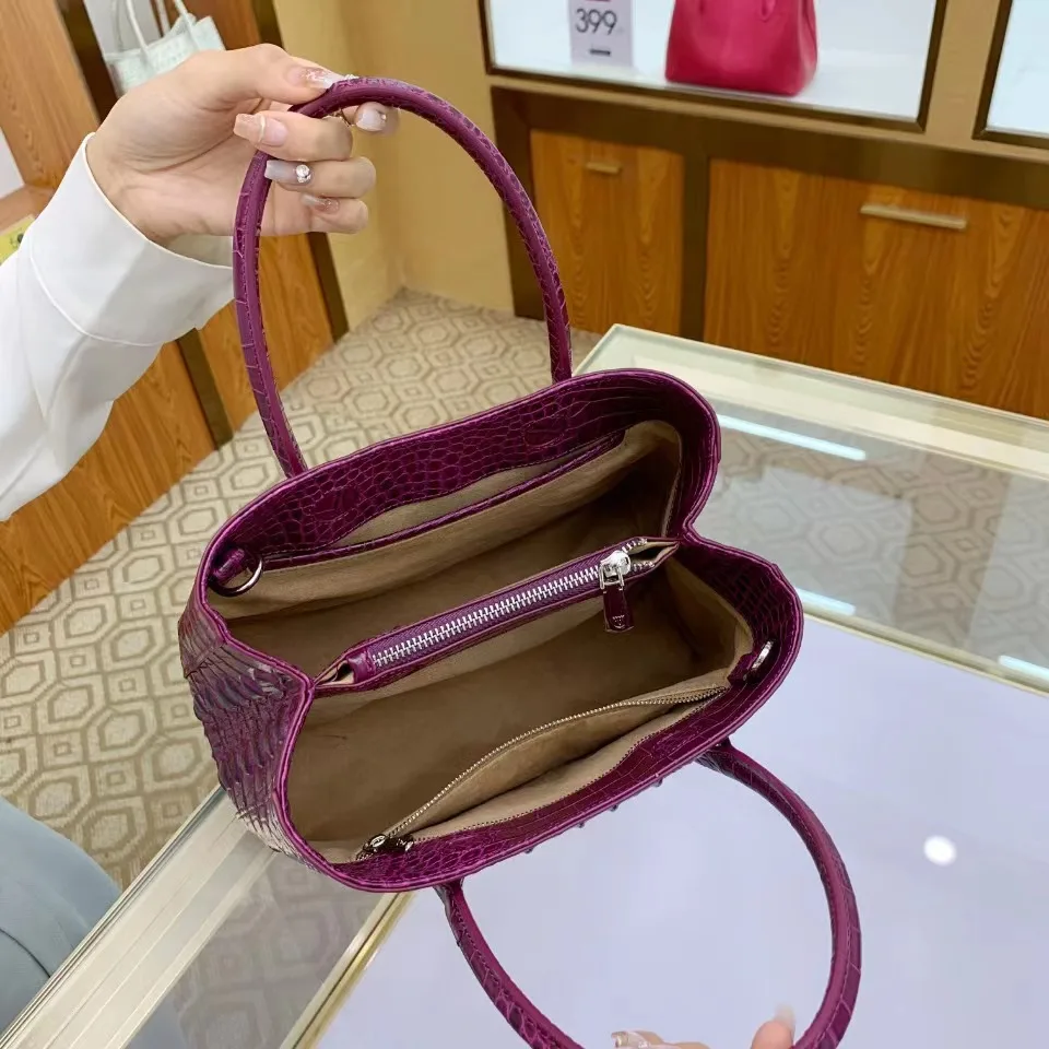 Luxury Fashion Genuine Leather Women Handbags 2023 Crocodile Pattern Portable Tote Bag Large Capacity Shoulder Messenger Bags