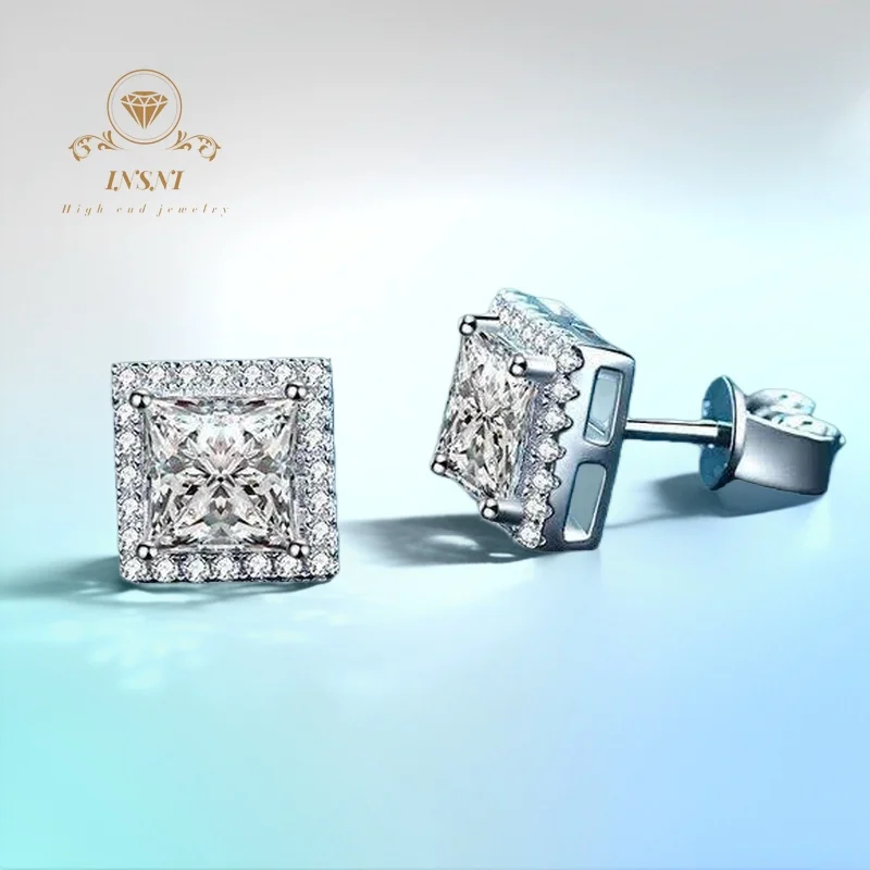 

Серьги из серебра S925 с позолотой PT950, инкрустированные микро-фианитами, 4-крапаные, с овальным муассанитом 1/2 карата, минималистичный роскошный подарок для женщин