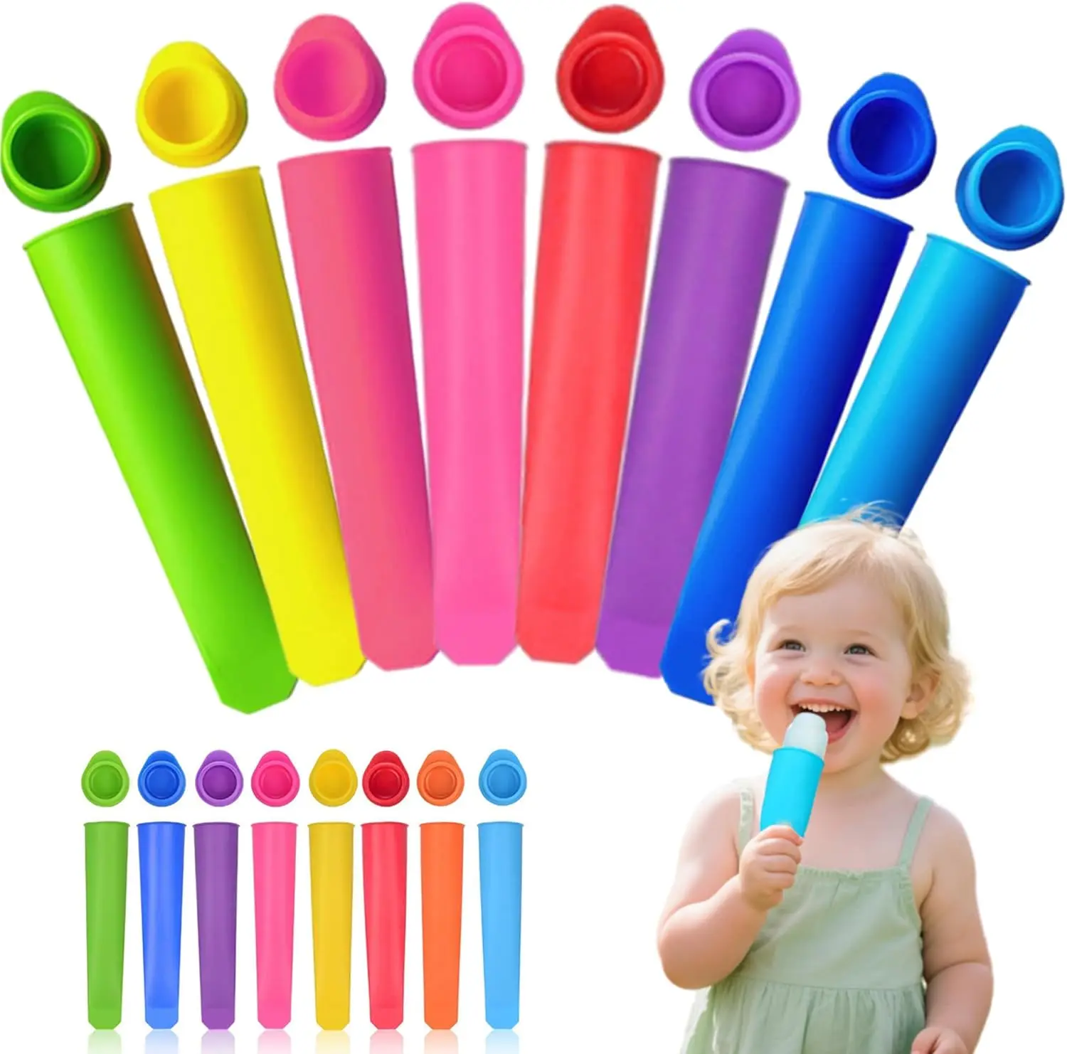 Molde para helado, molde para paletas de silicona, tubo para paletas reutilizable con tapa y diseño sin goteo, muy adecuado para yogur casero sti