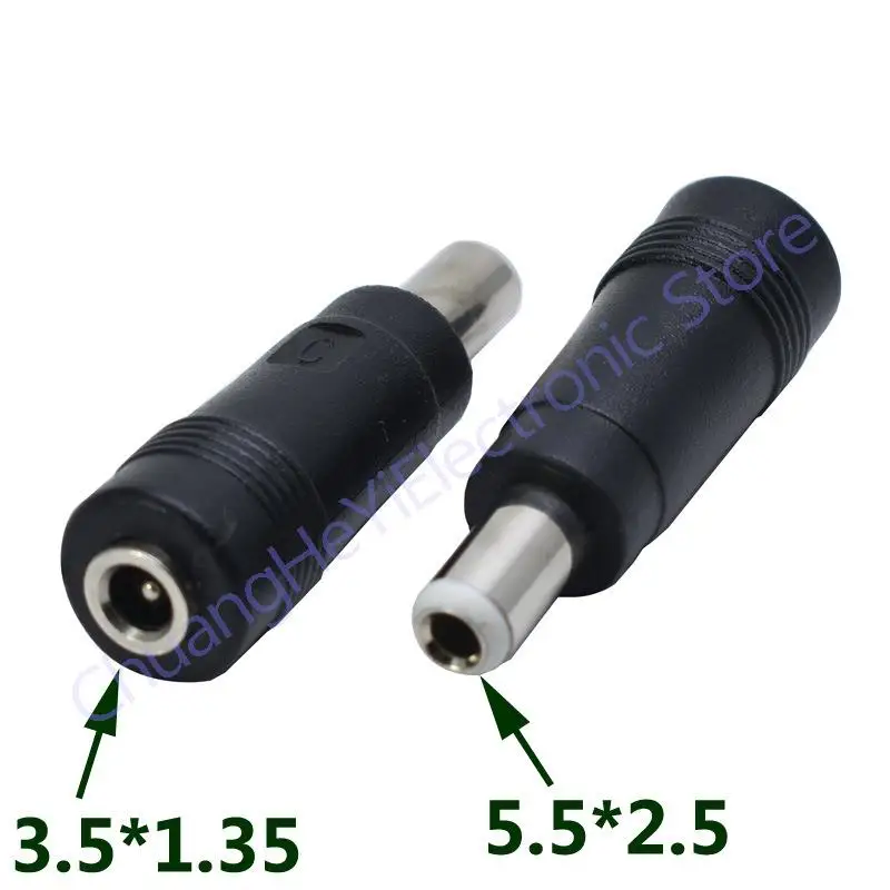 DC Power Adapter Connector Plug DC Conversion Head Jack Male 5.5*2.5mm Turn Socket Female 3.5*1.3mm