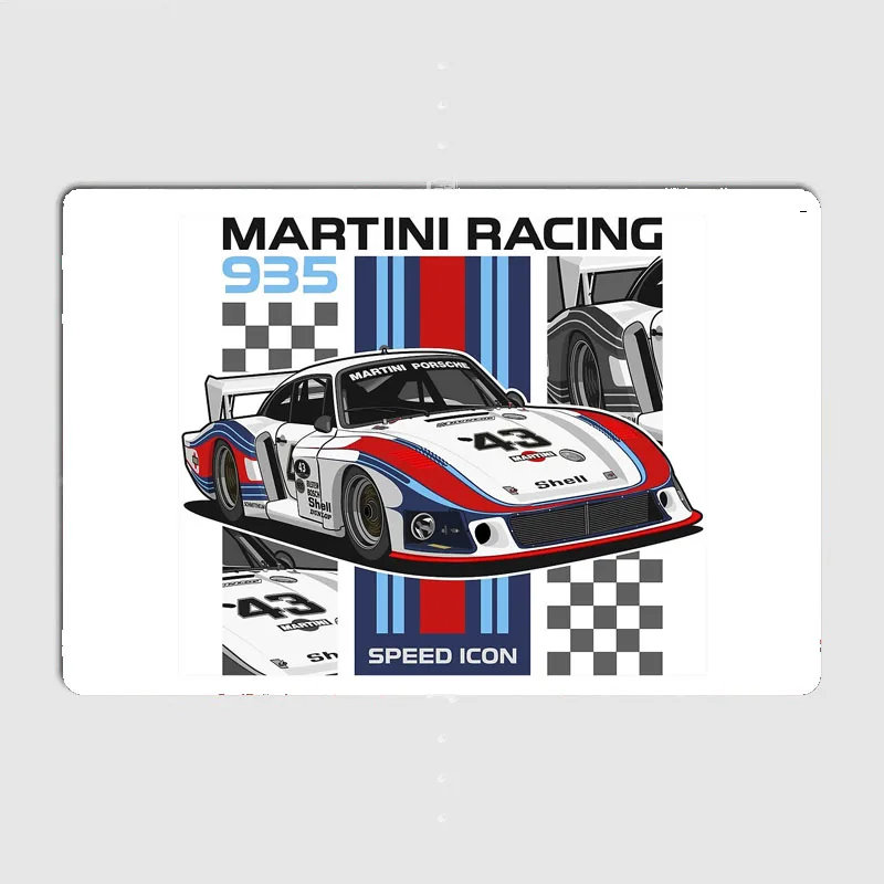 Martini 911 Rally Car Classic Car Poster Metal Sign Custom Car Club Bedroom Indoor Wall  Room Decoration Posters Home Decor