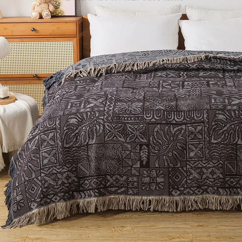 Cotton Blanket Gauze Fringed Sofa Towel Double-sided Use Summer Cooling Blanket and Bedspread Soft Household Bed Sheet