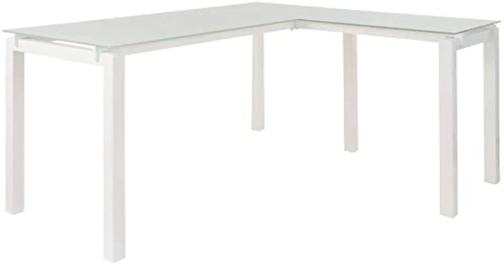 by Ashley Baraga Contemporary Glass L-Shaped Home Office Desk, White