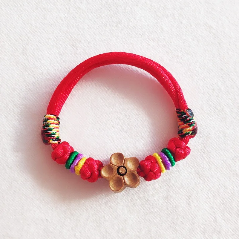Red String Peach Wood Baby Bracelet with Peach Blossom Charm Adjustable Safety Protective Talisman for Infants and Children Gift