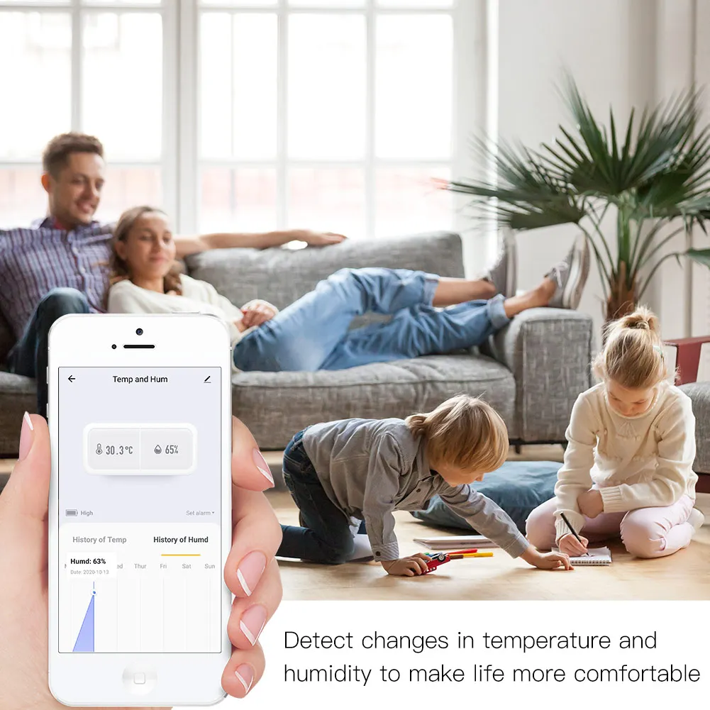 MOES Tuya Smart ZigBee 3.0 Smart Temperature And Humidity Sensor Battery Powered Security With Tuya Smart Life App Alexa