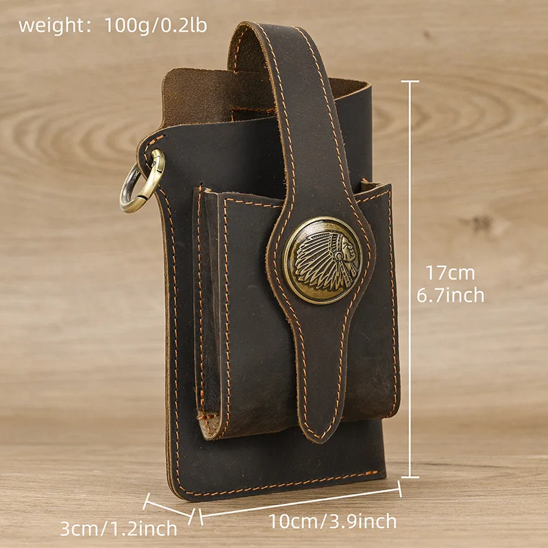 2023 New Fashion Men\'s Leather Waist Bag Phone Belt Pouch For Man Male Leather Waist Pack Genuine Leather Bags For Cigarette Key