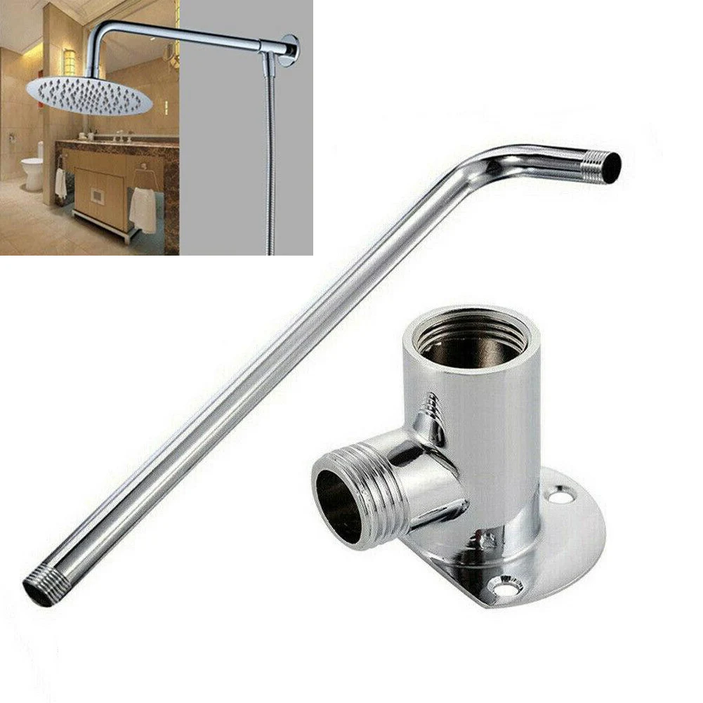 Stainless Steel Shower Arm Wall Mounted Shower Head Extension Arm Joint Shower Nozzle Bathroom Parts Fixed Base Bracket