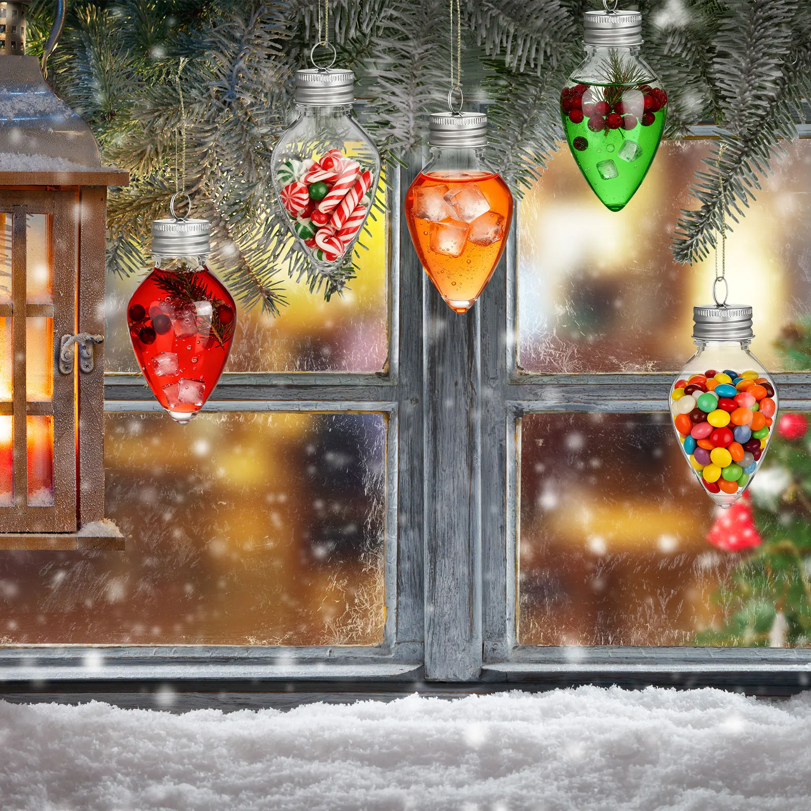 

10pcs Christmas Tree Decoration Bottles Fillable Ornaments For Candy Juice Milk Tea Storage Reusable Beverage Containers Party