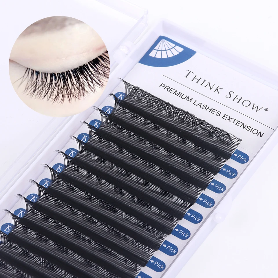 THINKSHOW-Extension de Cils Naturels en Forme de YY, Double Pointes, Tissé à la Main, Premium, Doux, observateur, Fournitures de Maquillage, Filet en Maille, Cils Croisés