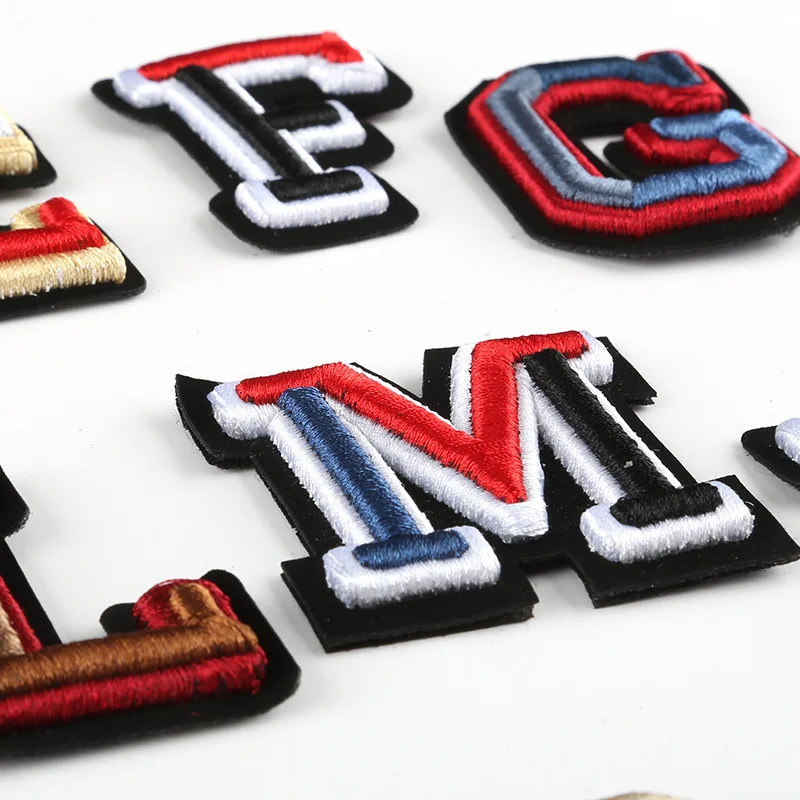 High Grade Cool 26pc Letters 3D Embroidered Sew on Patches for Clothing Stickers Iron-on Clothes Biker Appliques Stripes Badge