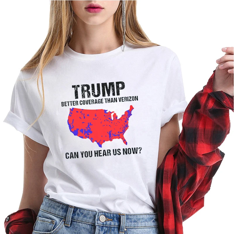 Trump Better Coverage Than Verizon Short Sleeve 2024 Election Retro Fashion 90s T Shirt Summer Clothing