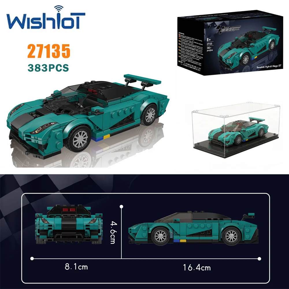 

Знаменитая серия автомобилей: модель 27135, конструктор MOC с демонстрационным боксом, 383 детали, сборная модель автомобиля, коллекционные мелкие кирпичики, игрушка-подарок для мальчиков