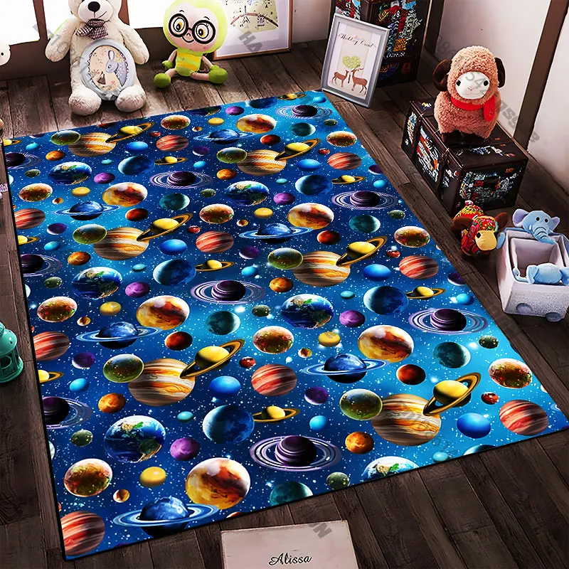 21 Sizes Colorful planets floating in space Printed Area Rugs for Adult Yoga Mats Living Room Decor Personalized Doormat
