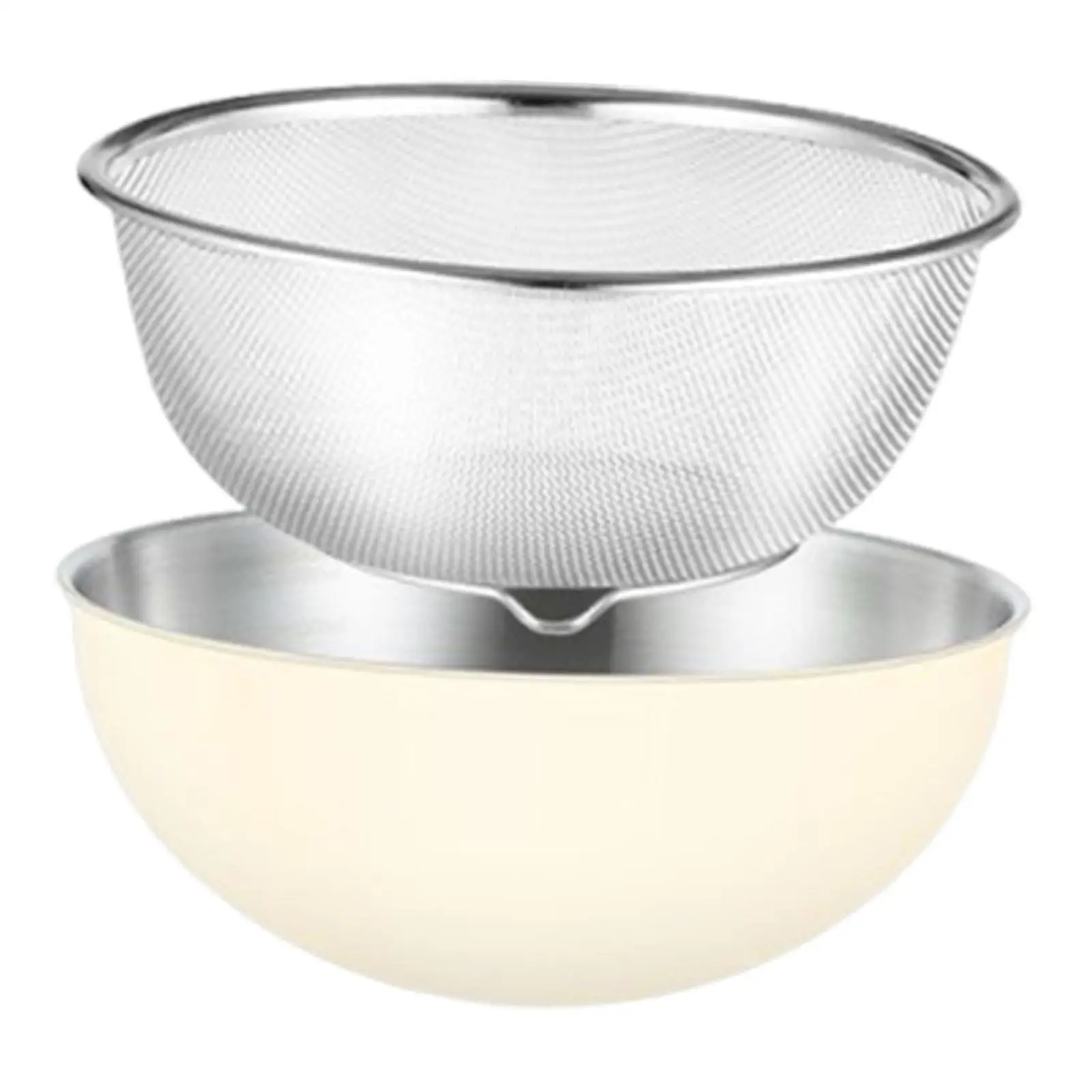 Microporous Colander Set Stainless Steel Bowl Rice Washer Strainer Basket for Pasta Noodles Salad Vegetable Cooking Needs