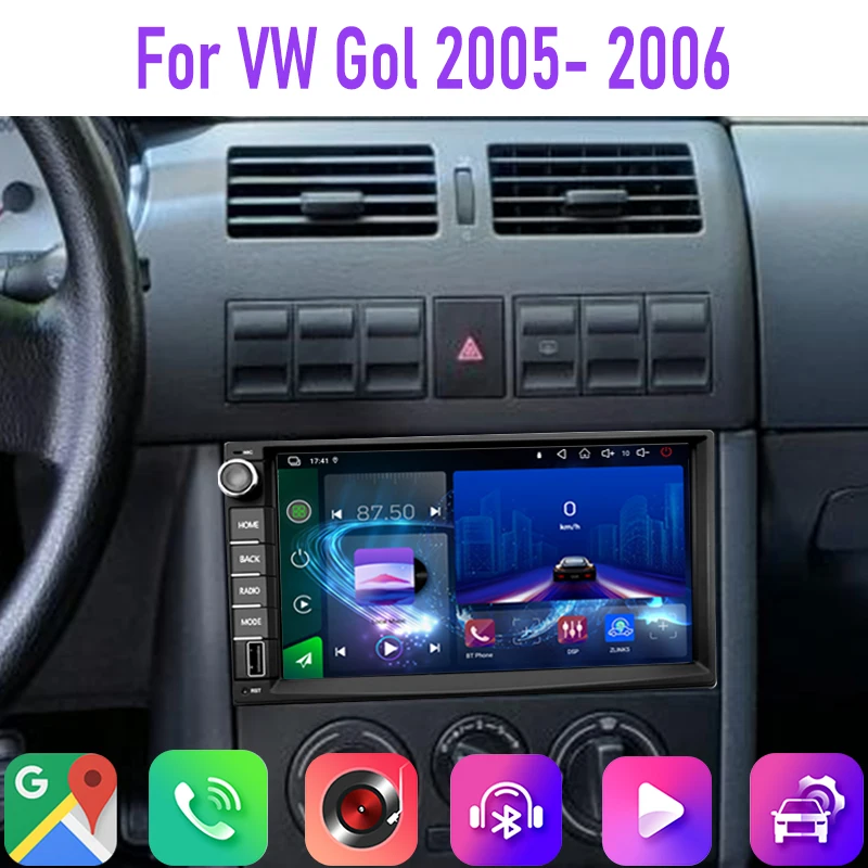 

7" 4GB+64GB For For VW Gol 2005-2006 Car Radio Google Map Head Unit GPS Android 15 Auto Bluetooth Stereo Steering Wheel Control