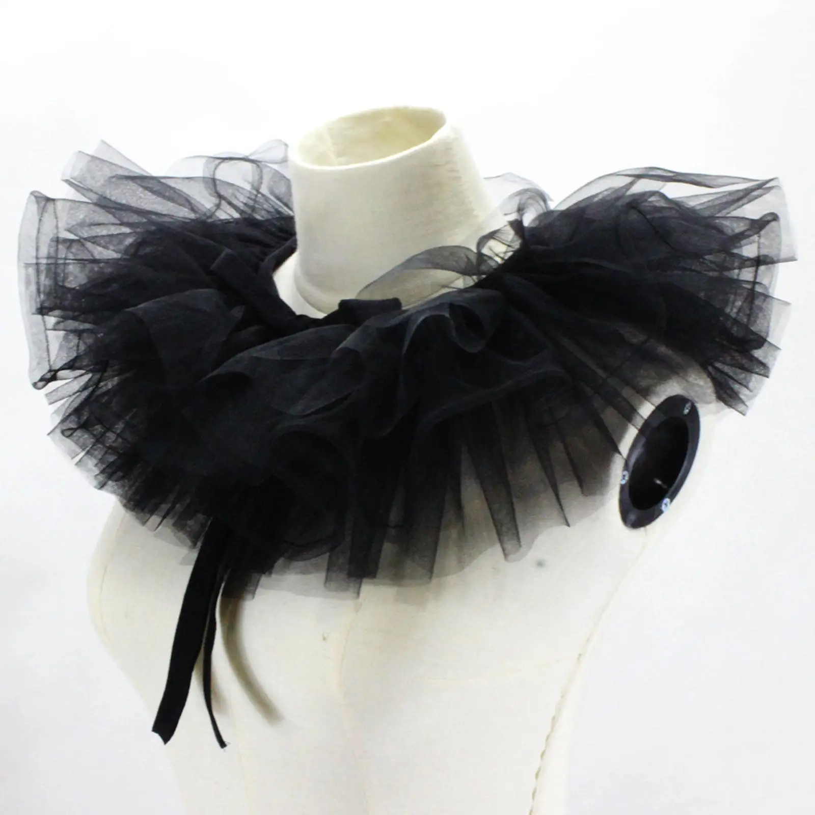 Detachable Chiffon Women False Collar Big Flounced Shawl Neck Accessory for Shirt Coat Sweater Dress Halloween Steampunk Lolita