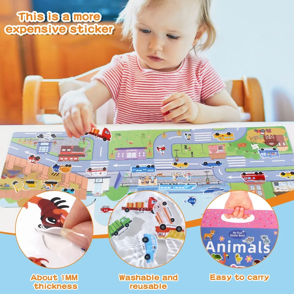 ホットな新作 DIY ゼリーステッカー、子供用ステッカー、再利用可能なステッカー、静かな本のステッカー、早期教育、教育玩具ギフト