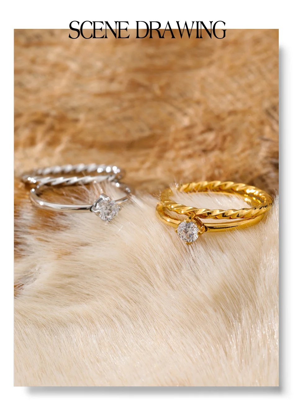 Yhpup Size 6789 Wholesale Lots Double-Layer Stacking Zircon Finger Ring Daily Classic Style Stainless Steel Chic Women Jewelry