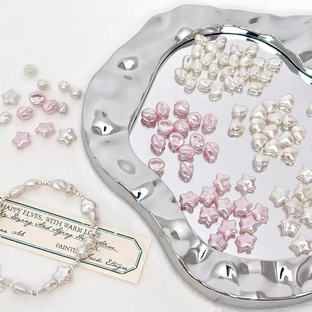 50pcs Irregular Imitation Pearl Beads, Faux Pearl Resin Beads with Hole for DIY Necklace Bracelet Making, Jewelry Craft Supplies