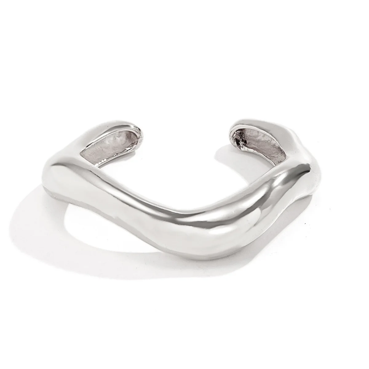 KMVEXO New Wide Cuff Bangles Hip Hop Punk Silver Color Geometric Metal Spring Bangles For Women Bracelets Men Jewelry Vintage